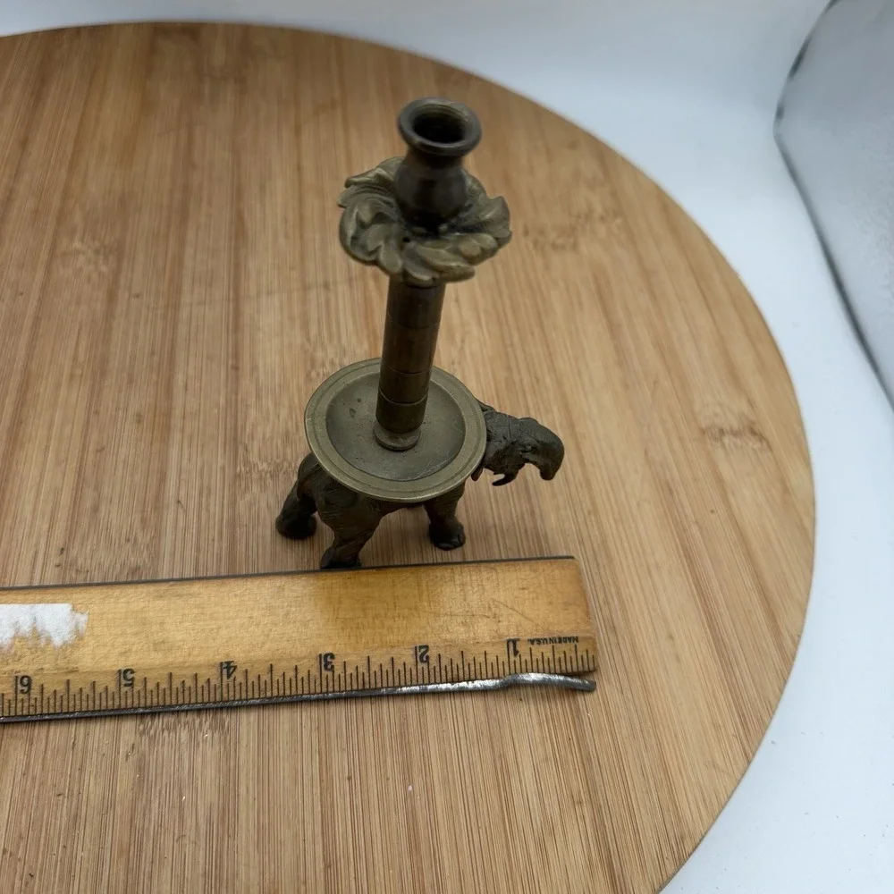 Vintage Solid Brass Elephant‎ Corkscrew Candle Base Barware